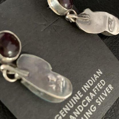 Navajo Purple Sugilite and Blue Turquoise Dangle Leaf Earrings | Sterling Silver | Native American Handmade | 13454