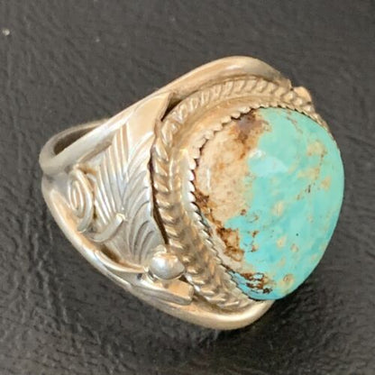 Navajo Blue Kingman Turquoise Ring | Sterling Silver | Sz 11.5 | Authentic Native American Handmade | 11934