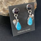 Navajo Purple Sugilite and Blue Turquoise Dangle Leaf Earrings | Sterling Silver | Native American Handmade | 13451