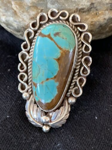 Native American Men's Navajo Blue Turquoise #8 Ring | Sterling Silver | Sz 9 | 00677