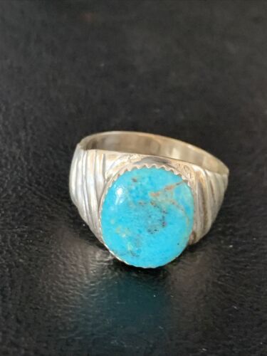 Navajo Blue Kingman Turquoise Ring | Sterling Silver | Sz 10 | Authentic Native American Handmade | 14154