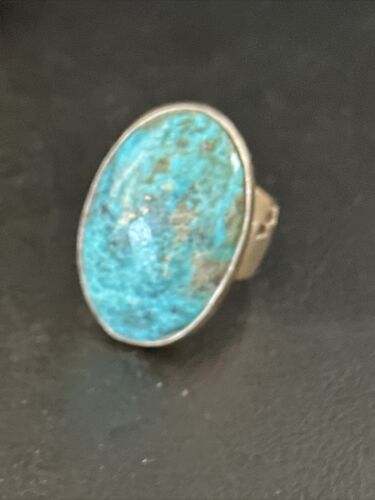 Navajo Sterling Silver Blue Kingman Turquoise Ring | Sz 10.5 | Authentic Native American Handmade | 14699