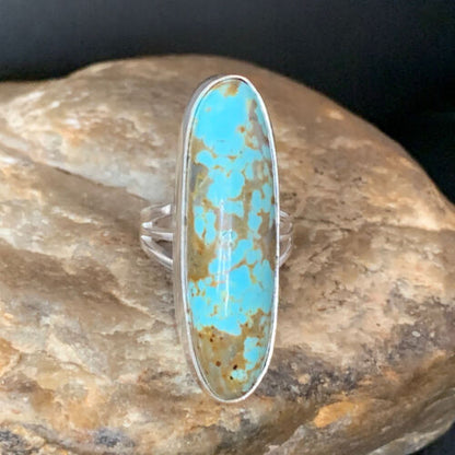 Native American Blue #8 Turquoise Navajo Ring | Sterling Silver | Sz 5.5 | 14016