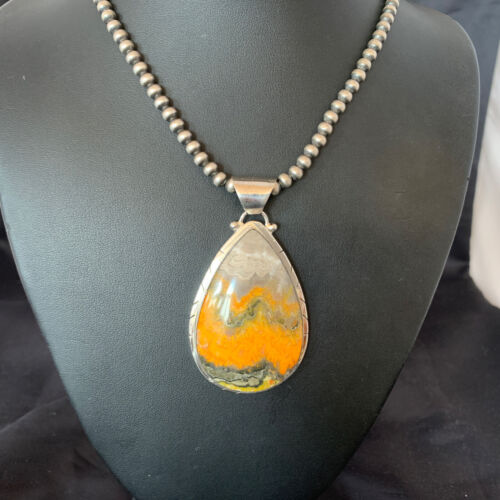 Navajo Pearls Sterling Silver Bumblebee Jasper Necklace Pendant | 21" | 10545