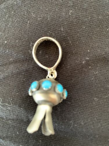 Navajo Turquoise Naja Pendant | Sterling Silver | Native American Handmade | 1" | 1047