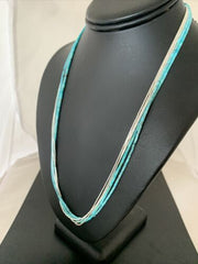 Navajo Turquoise Tube Beads | Liquid Silver Heishi | 5-Strand Sterling Silver Necklace 21" | 2178