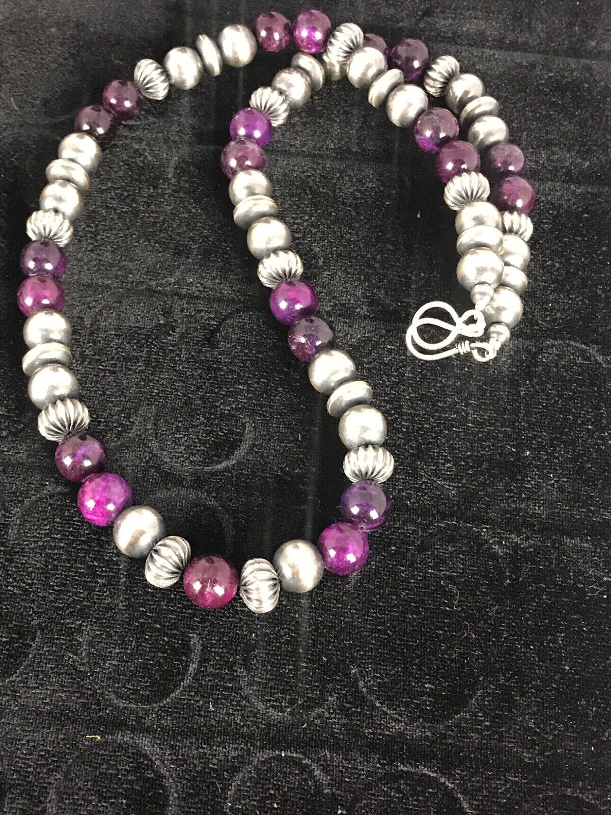 Navajo Men's Purple Sugilite Necklace | Sterling Silver | 22" | Authentic Native American Handmade | 8532