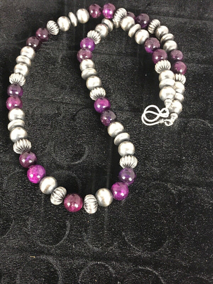 Navajo Men's Purple Sugilite Necklace | Sterling Silver | 22" | Authentic Native American Handmade | 8532