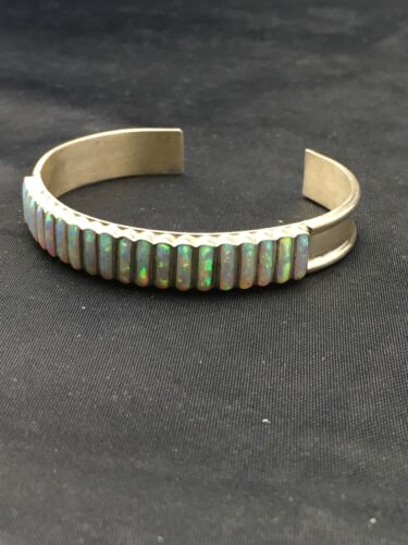 Native American Zuni Opal Bracelet | Sterling Silver | Authentic Handmade | 4393