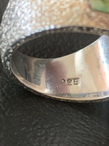 Navajo Green Sonoran Turquoise Inlay Ring | Sterling Silver | Sz 10 | Authentic Native American Handmade | 2080