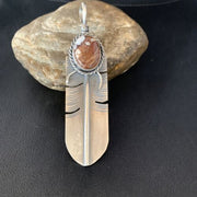 Men's Wild Horse Turquoise Feather Pendant | Navajo Sterling Silver | Authentic Native American Handmade | 13986