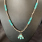 Navajo Pearl Necklace with Blue Cluster Turquoise Pendant | Sterling Silver | 12498