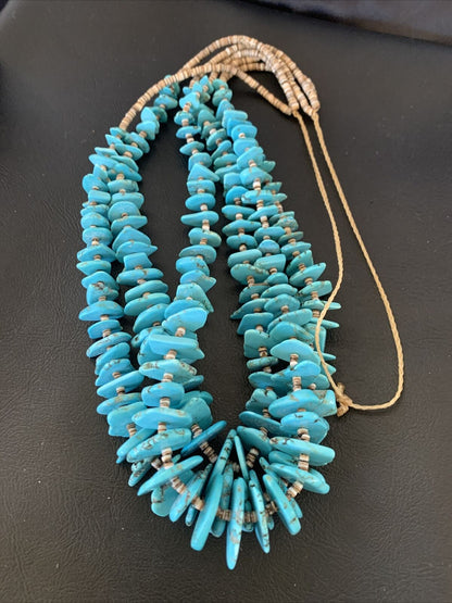 Native American Santo Domingo Shell Chip Turquoise Necklace | 32" | Authentic Handmade | 11995