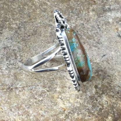 Native American Women's Navajo Royston Turquoise Ring | Sterling Silver | Sz 8.75 | 10184