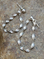 Native American Handmade Swirl Dangle Earrings | Sterling Silver | 8977