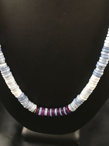 Navajo Purple Sugilite Blue Opal Bead Necklace | Sterling Silver | 21" | Authentic Native American Handmade | 10149