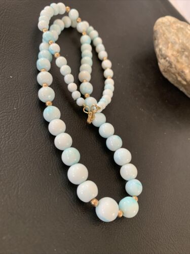 Navajo Blue Opal Necklace with Graduated Gold-Filled Beads | Authentic Native American Jewelry | 20" | 02046