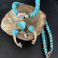 Navajo Sterling Silver Blue Turquoise Necklace with Naja Pendant | 18" | Authentic Native American Handmade | 13754