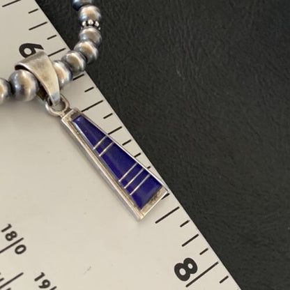 Men's Navajo Pearl Blue Lapis Turquoise Inlay Pendant Necklace | Sterling Silver | 21" | 12610
