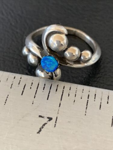 Southwestern Women's Navajo Blue Opal Ring | Sterling Silver | Sz 7 | 10814