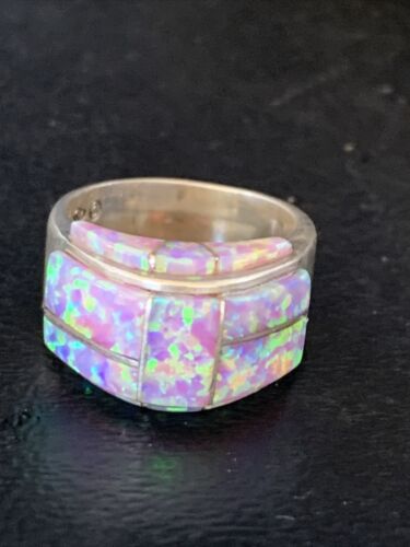 Navajo Pink Opal Inlay Band Ring | Sz 6.5 | Authentic Native American Handmade | 14161