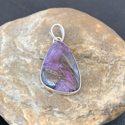 Navajo Pearls Purple Sugilite Pendant | Sterling Silver | 1.50" | Authentic Native American Handmade | 10927
