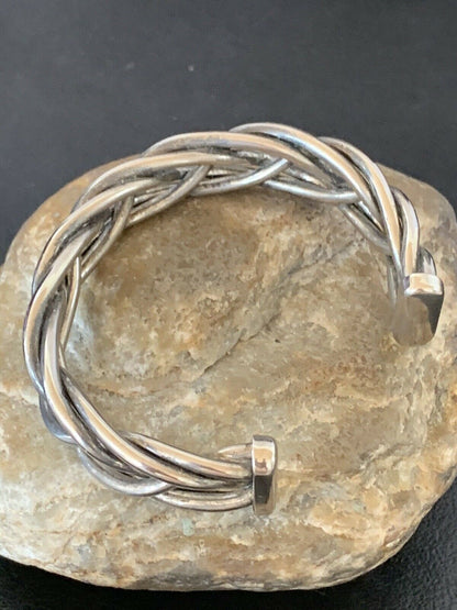 Old Pawn Navajo Wire Braid Bracelet | Sterling Silver | Authentic Native American Handmade | 10415