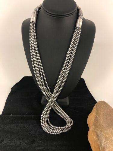 Specialty Navajo Pearls Necklace 6 Strand Sterling Silver 30”