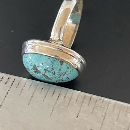 Navajo Spiderweb Blue Turquoise Ring | Sterling Silver | Sz 6.5 | Authentic Native American Handmade | 11443