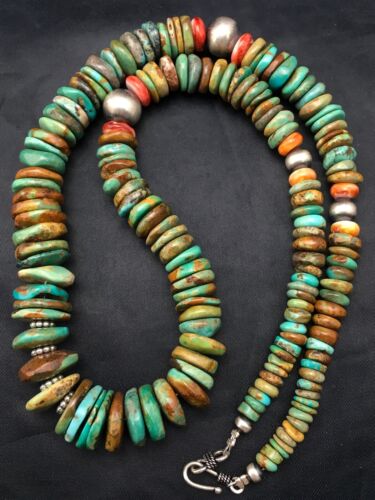 Authentic Navajo Turquoise Graduated Necklace | Sterling Silver | 23" | Native American Jewelry | 4363