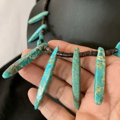 Navajo Blue Jasper Choker Necklace | Sterling Silver Shell Bead | 20" | Authentic Native American Handmade | 11463