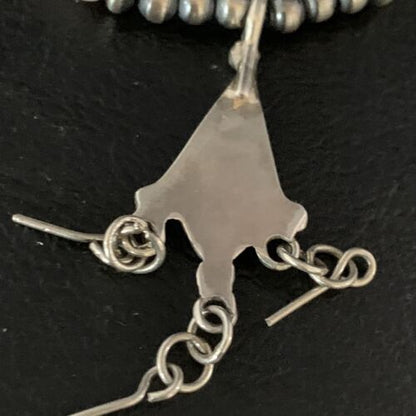 Navajo Mother of Pearl Turquoise Inlay Pendant with Pink Opal Bead Necklace | Sterling Silver | 13457