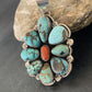 Navajo Cluster Coral Spiderweb Turquoise Pendant | Sterling Silver | Authentic Native American Handmade | 2228