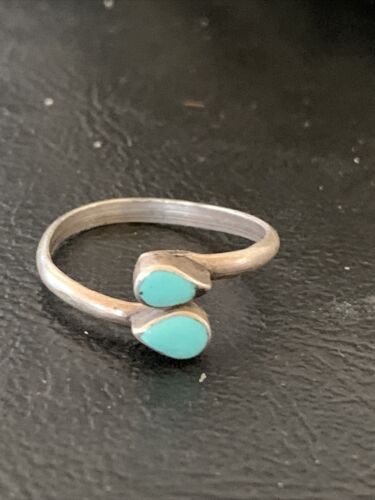 Southwestern Old Pawn Navajo Blue Turquoise Ring | Sterling Silver | Sz 5 | 10780