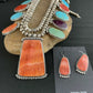 Navajo XL Spiny Oyster Squash Blossom Necklace | Sterling Silver Turquoise | Authentic Native American Handmade | 12702