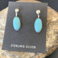 Blue Turquoise Dangle Post Earrings | Sterling Silver | 0.50" | 12713