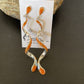 Navajo Snake Swirl Earrings | Orange Spiny Opal Inlay | Sterling Silver | 3.25" | 1548