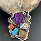 Navajo Sugilite, White Buffalo Turquoise, Spiny Oyster Multi-Stone Pendant | Authentic Native American Sterling Silver | Multi-Stone | 1224