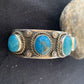 Navajo Sterling Silver Blue Kingman Turquoise Cuff Bracelet | 5 Stones | Authentic Native American Handmade | 863
