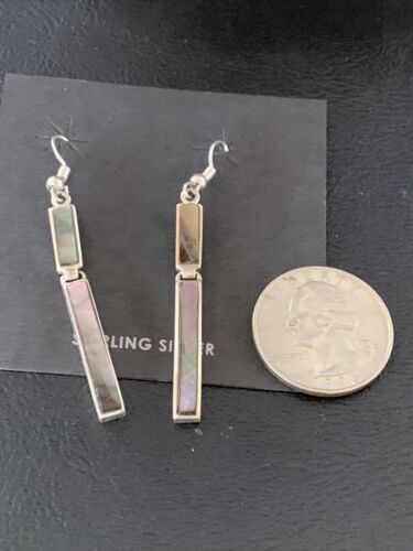 Navajo Pava Shell Inlay Earrings | Sterling Silver | Authentic Native American Handmade | 13074