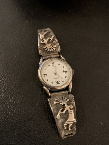 Authentic Native American Navajo Sterling Silver Watch Tips | Old Pawn Kokopelli Design | 1448