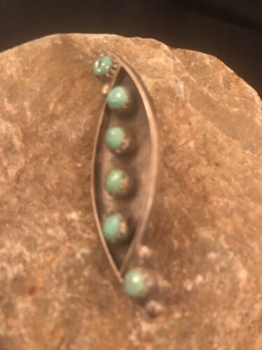 Native American Turquoise Cluster Pin | Navajo Sterling Silver | Old Pawn | Authentic Handmade | 8018