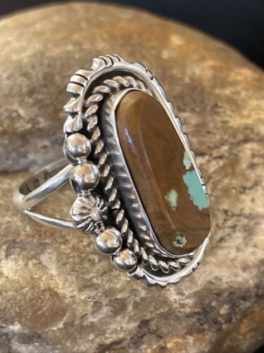 Native American Navajo Sterling Silver #8 Turquoise Ring | Sz 10.5 | 1133