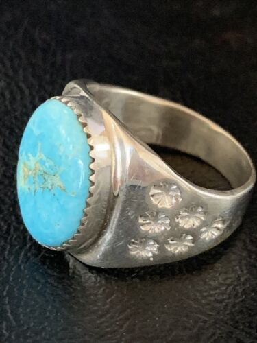 Southwestern Navajo Blue Kingman Turquoise Ring | Sterling Silver | Sz 11 | 14140