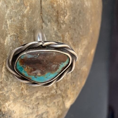 Navajo Blue Turquoise Ring | Sterling Silver | Sz 5 | Authentic Native American Handmade | 10361