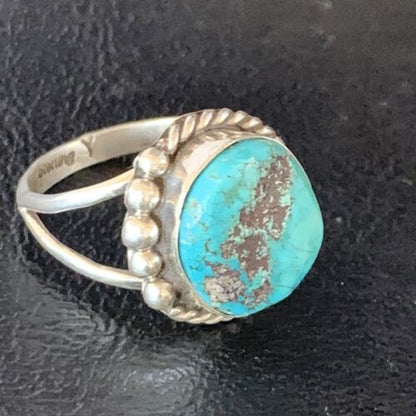 Navajo Blue Kingman Turquoise Ring | Sterling Silver | Sz 9 | Authentic Native American Handmade | 13529