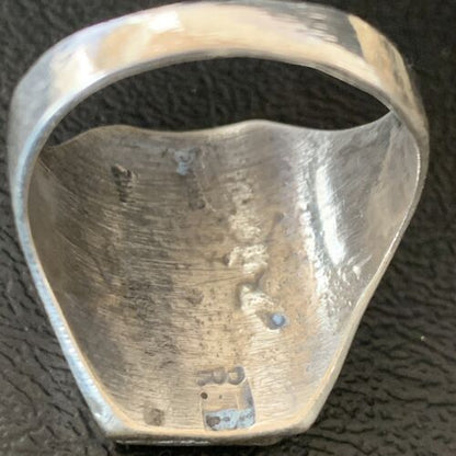 Native American Zuni Men's Spiny Blue Turquoise Inlay Ring | Sterling Silver | Sz 15 | 12424