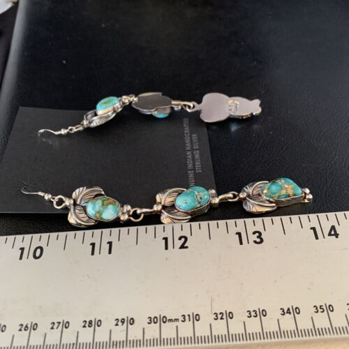 Navajo Sonoran Gold Turquoise Earrings | Sterling Silver | 3 Dangle | Authentic Native American Handmade | 13923
