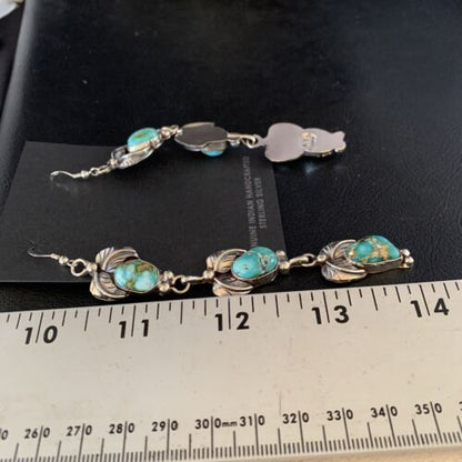 Navajo Sonoran Gold Turquoise Earrings | Sterling Silver | 3 Dangle | Authentic Native American Handmade | 13923