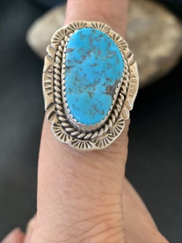 Southwestern Navajo Blue Kingman Turquoise Ring | Sterling Silver | Sz 7 | 12207